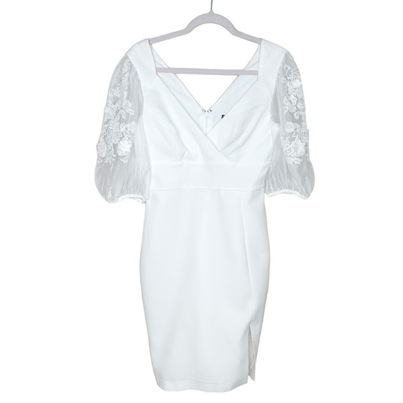 NWT BCBG Maxazria Kamille White Organza Sleeve Dress Size 0 - Picture 2 of 10